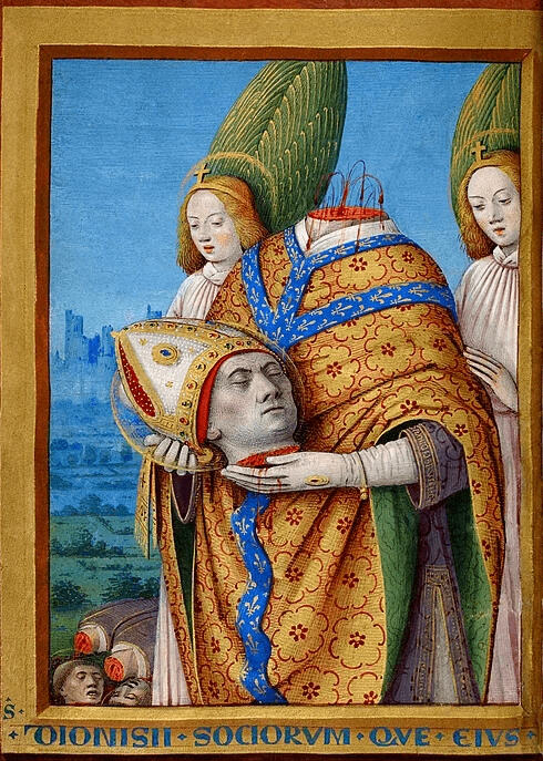 St Dennis of Paris St Dennis of Paris from "Book of Hours of Charles VIII" - Jean Bourdichon (1500)